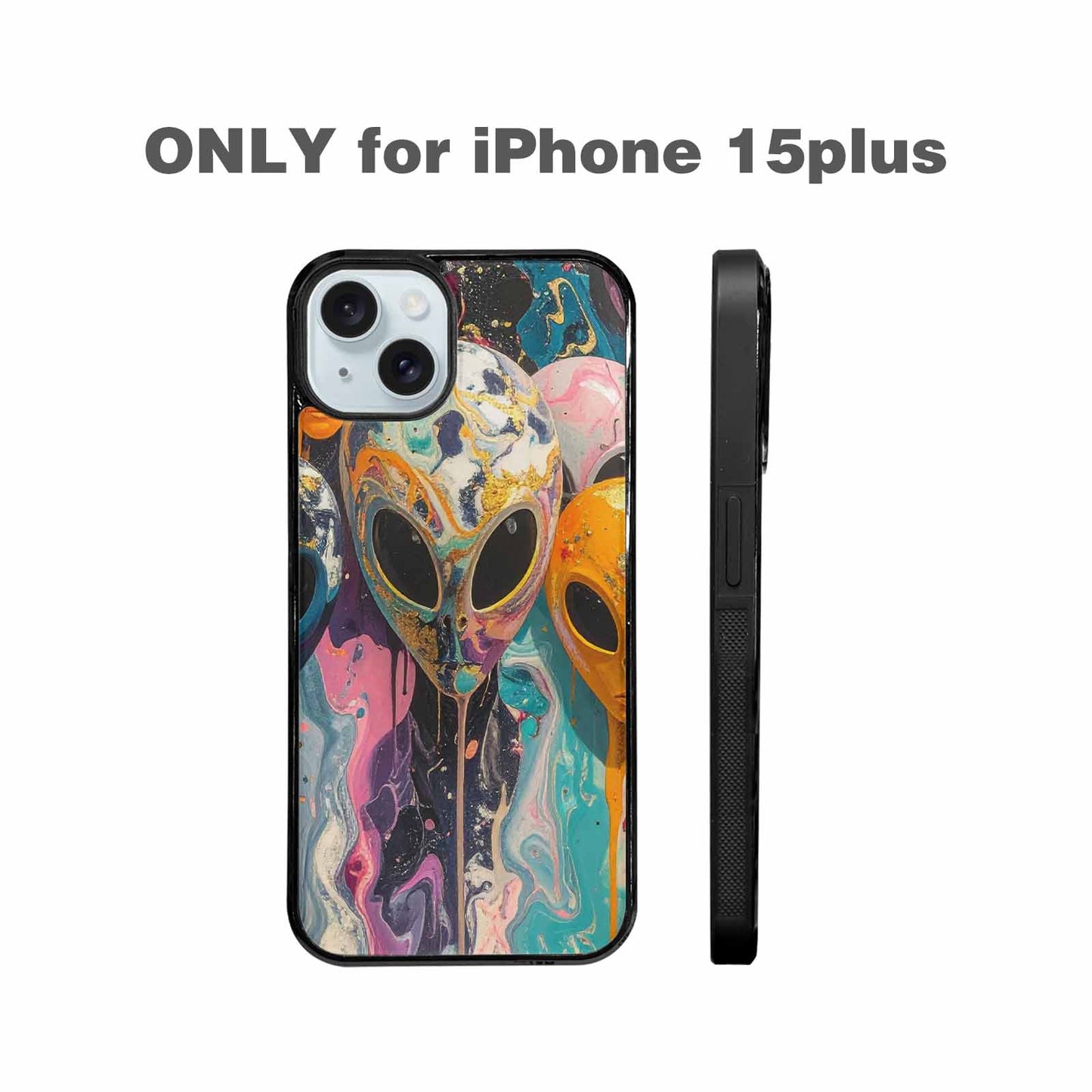iPhone 15 Plus Case — Aliens Marblealiens Pattern Dng Personalized Phone, Custom Printed Phone Case