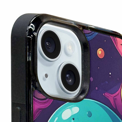 iPhone 15 Plus Case — Alien Ufo Cartoon Art Pattern Groovy, Custom Print Case Cover