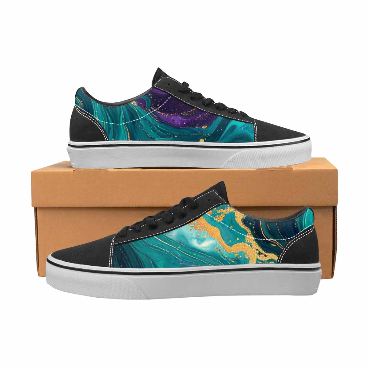 MEN'S Marble Galaxy Swirl Canvas Lace-Up Dark Academia Custom Shoes
