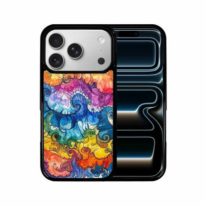 iPhone 17 Pro Case — Tie Dye Swirls Black Blue Tie, Custom Phone Case