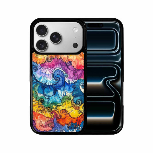 iPhone 17 Pro Case — Tie Dye Swirls Black Blue Tie, Custom Phone Case