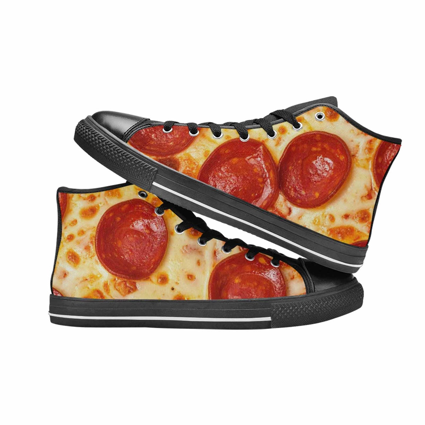 WOMEN'S Pepperoni Pizza Print High Top Canvas Vivid Sneakers