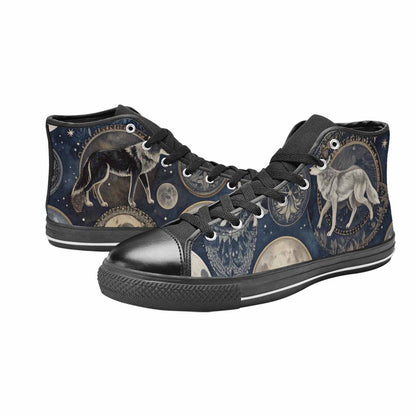 WOMEN'S Wolves Everywhere Collage High Top Canvas Dark Academia Sneakers