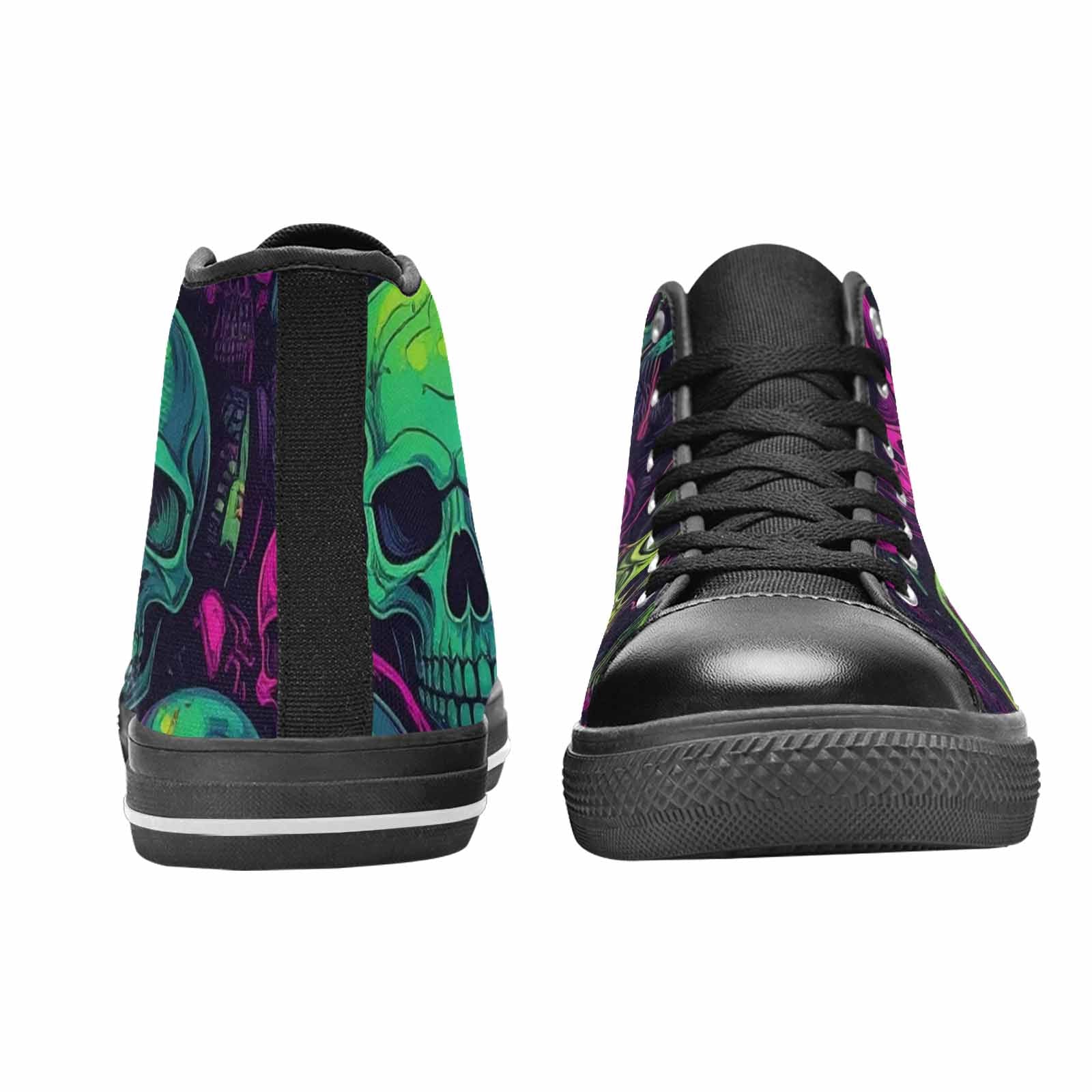 WOMEN'S Skulls - Neon High Top Canvas Wallpaper Art Custom Sneakers