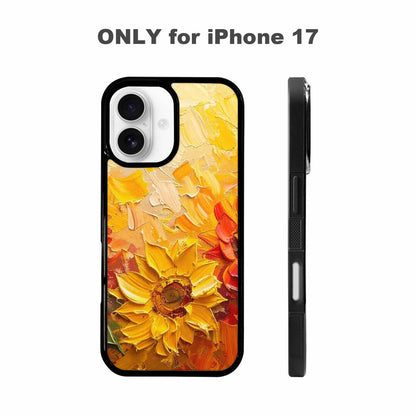 iPhone 17 Case — Impressionist Sunflower Brushstroke Pattern Floral, Custom Phone Case