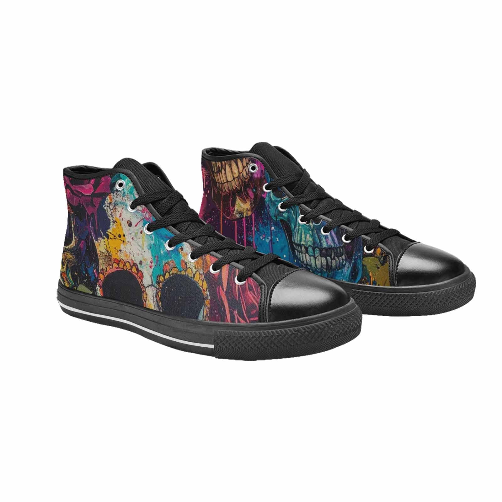 WOMEN'S Skulls Roses Acid Wash High Top Canvas Y2K Shoes