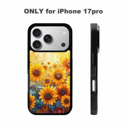 iPhone 17 Pro Case — Full Color Vibrant Sunflower Burst Floral, Custom Phone Case