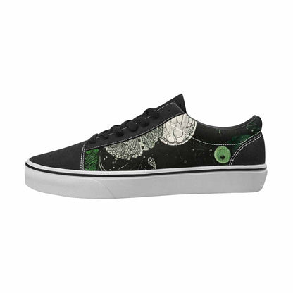 MEN'S Sea Creatures Black & Green Ink Canvas Custom Design Kaleidoscope Customized Sneakers