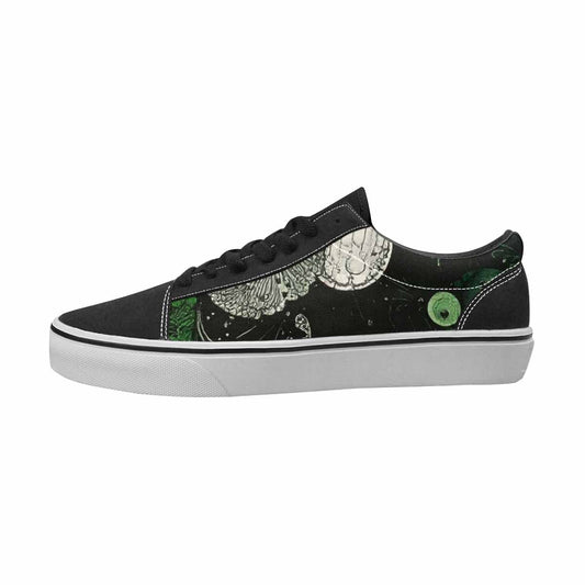 MEN'S Sea Creatures Black & Green Ink Canvas Custom Design Kaleidoscope Customized Sneakers