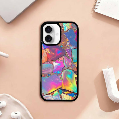 iPhone 17 Case — Holographic Iridescent Shimmer Pattern Original Art, Custom Made Phone Cover