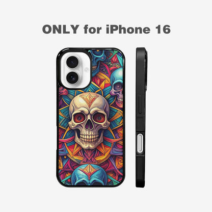 iPhone 16 Case — Sacred Geometry Lots Of Skulls Seamless, Custom Printed Phone Case