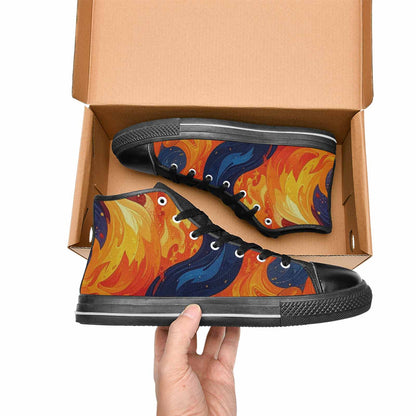 WOMEN'S Fire Flame High Top Canvas Dark Academia Custom Sneakers