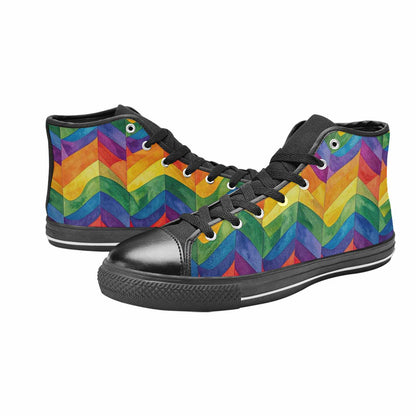 MEN'S Rainbow Pride Flag High Top Canvas Grunge Custom Sneakers