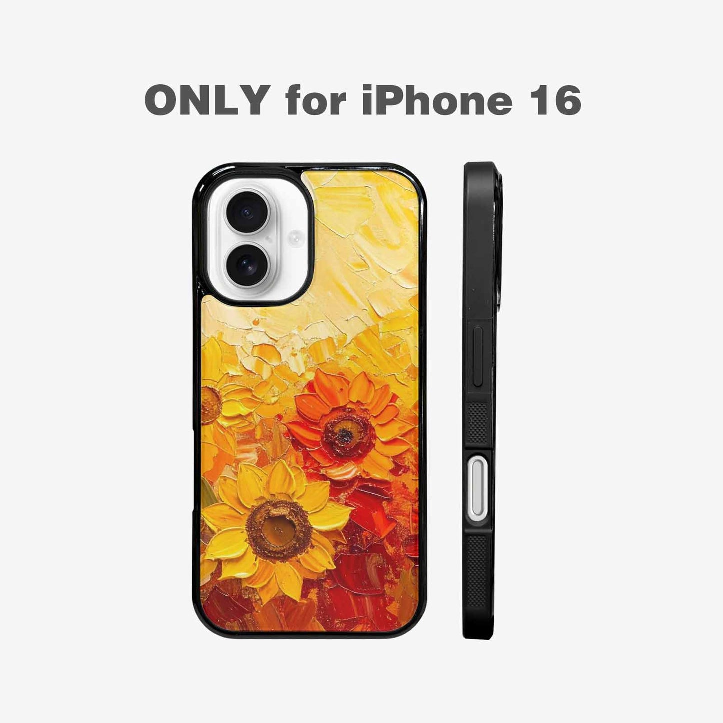 iPhone 16 Case — Impressionist Sunflower Brushstroke Pattern Hundreds Of, Custom Designed Case Cover
