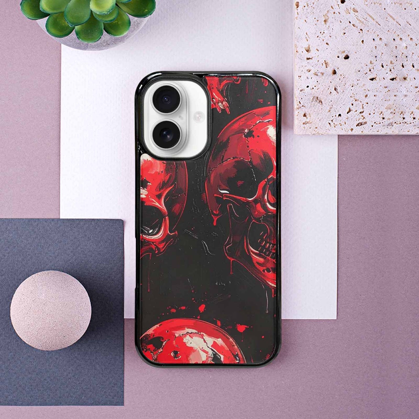 iPhone 16 Case — 1000\'s Of Skulls Overlapping Eachother Everywhere, Custom Designed Case Cover
