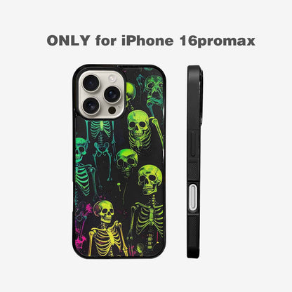 iPhone 16 Pro Max Case — Skeletons Neon Green Glowskele, Custom Phone Case
