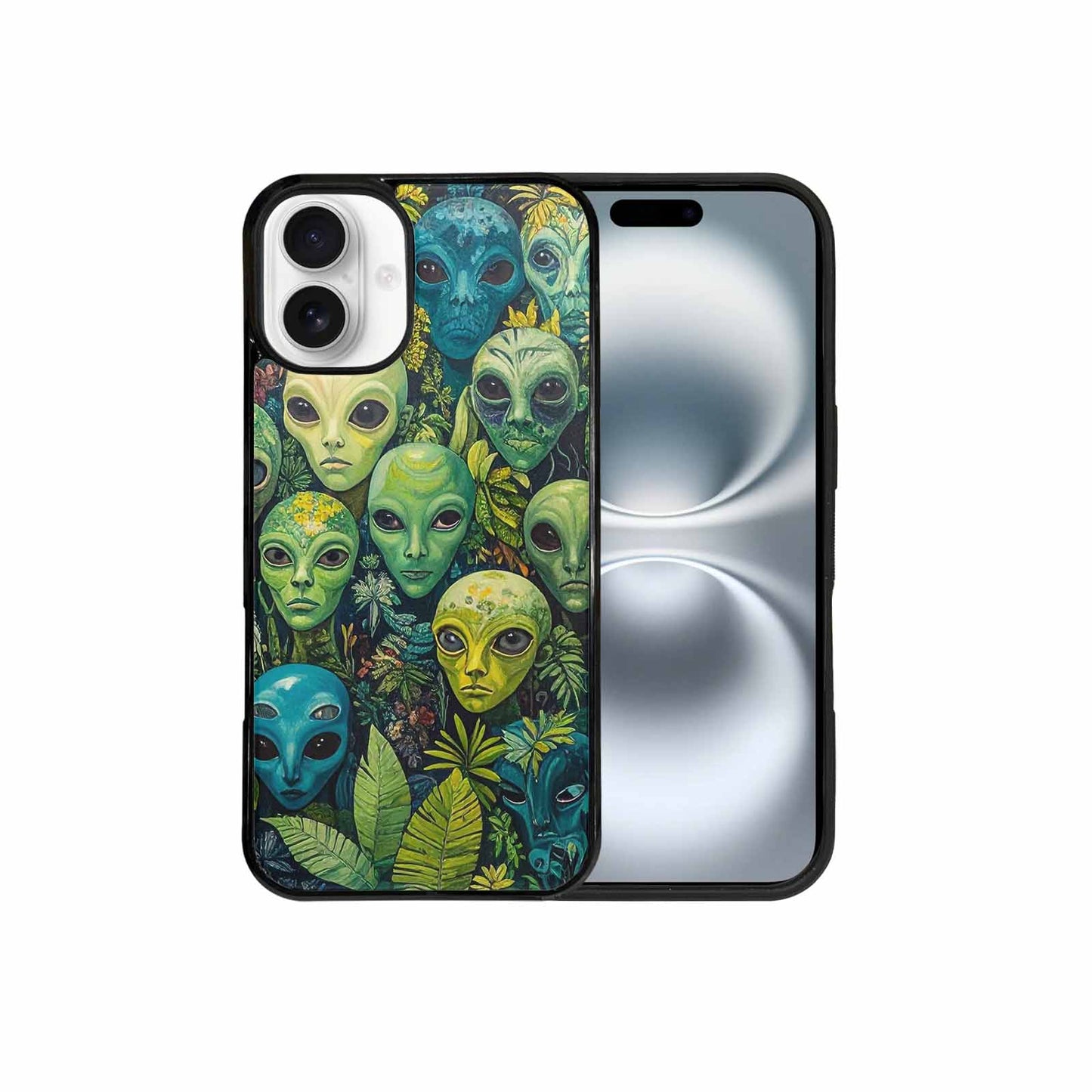 iPhone 16 Plus Case — Aliens Pattern Hundreds Of Sma Bcn, Custom Art Phone Cover