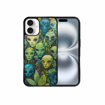 iPhone 16 Plus Case — Aliens Pattern Hundreds Of Sma Bcn, Custom Art Phone Cover