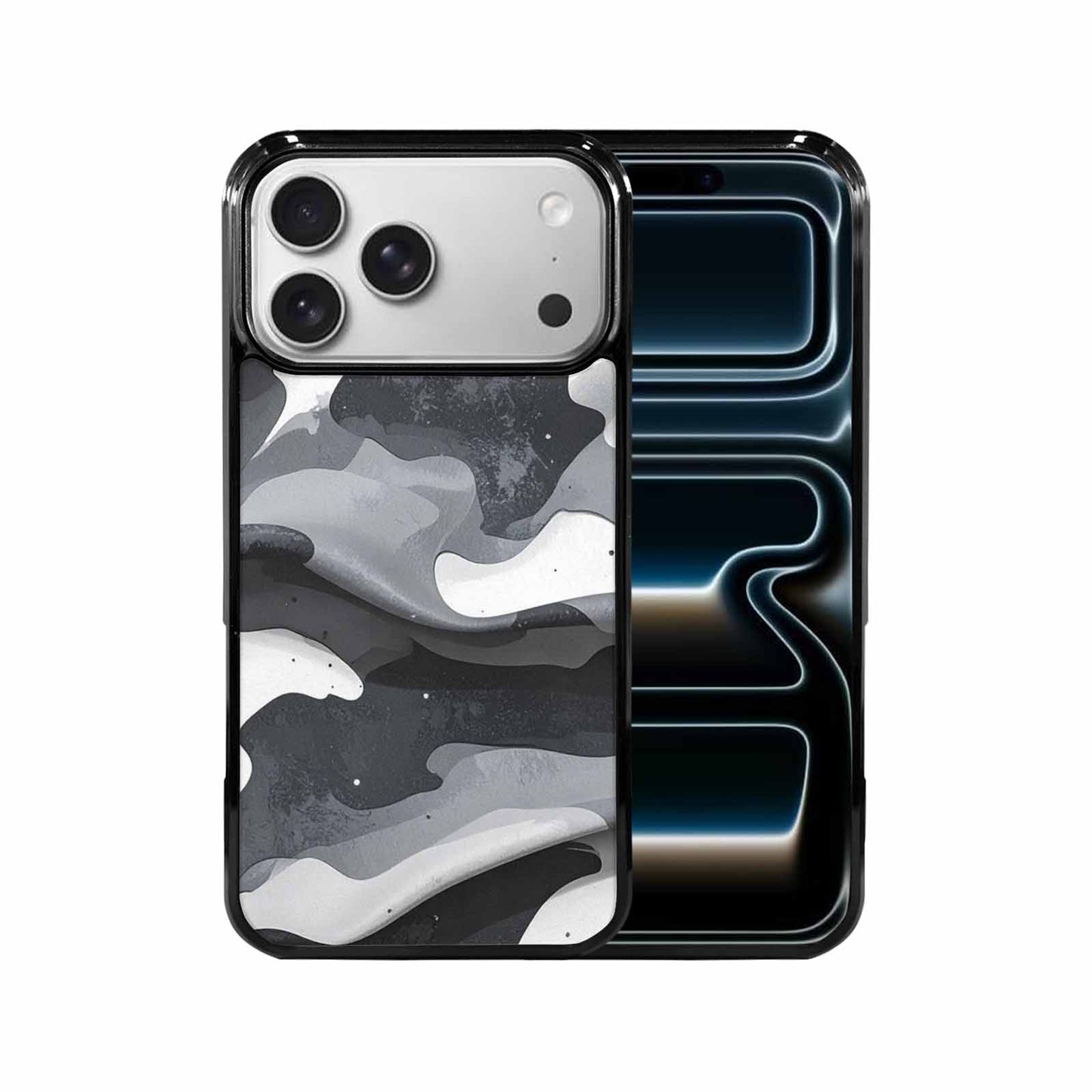 iPhone 17 Pro Max Case — Grey Camo Print Camo, Custom Printed Phone Case