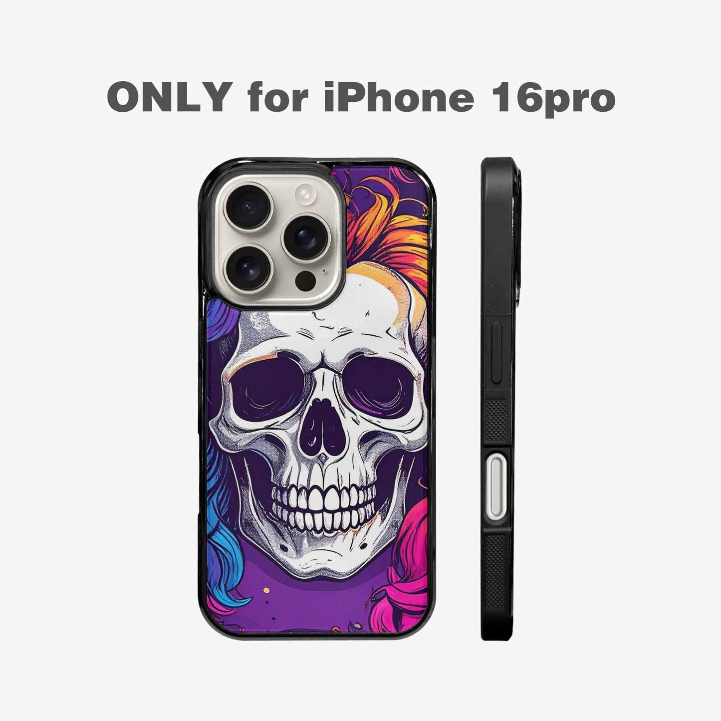 iPhone 16 Pro Case — Pride Flag Skulls Seamless Pattern Vibrant, Custom Made Phone Cover