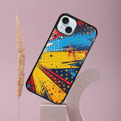 iPhone 15 Plus Case — Comic Halftone Comic Bursts Pattern Hundreds, Unique Phone Case Design