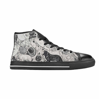 WOMEN'S Wolves Everywhere Collage High Top Canvas Cottagecore Custom Shoes