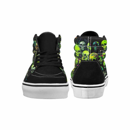 MEN'S Skeletons × Neon Green High Top Canvas Grunge Custom Shoes