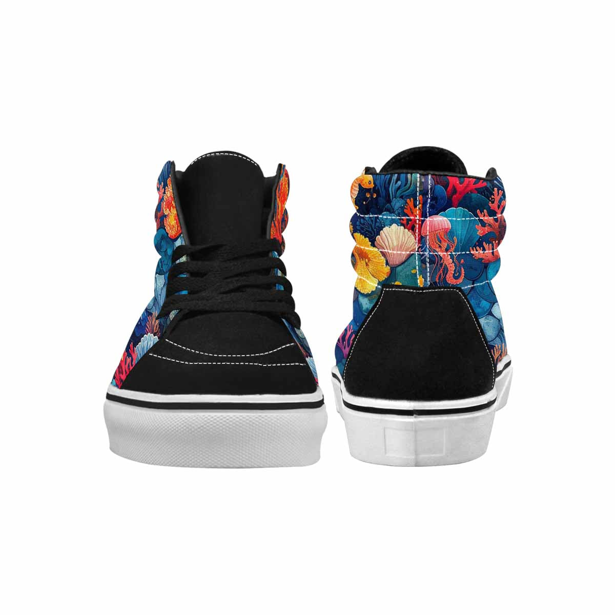 MEN'S Fish Scale Coral High Top Canvas Vivid Custom Shoes