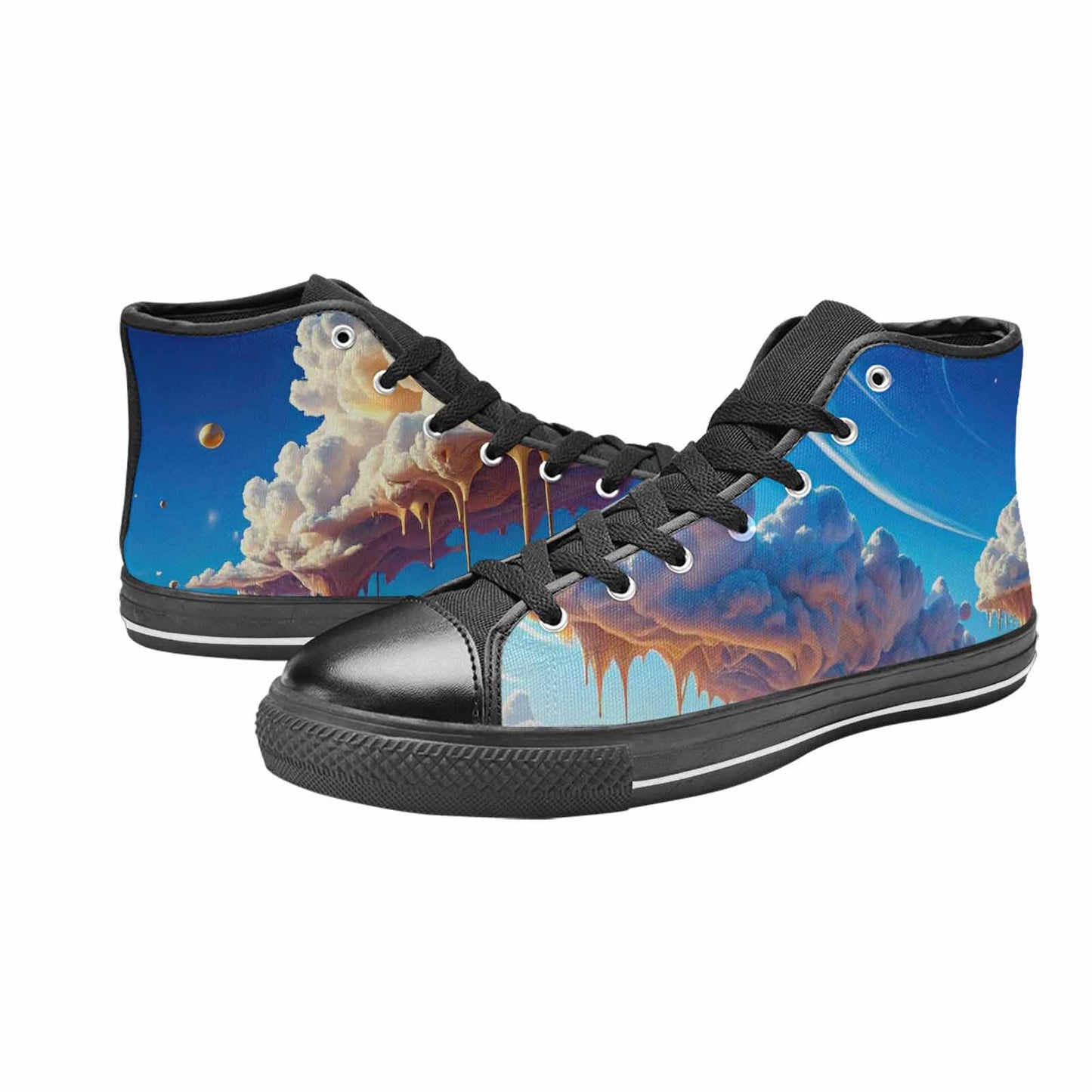 WOMEN'S Surrealist Desert Dreamscape High Top Canvas Neon Fantasy Custom Sneakers