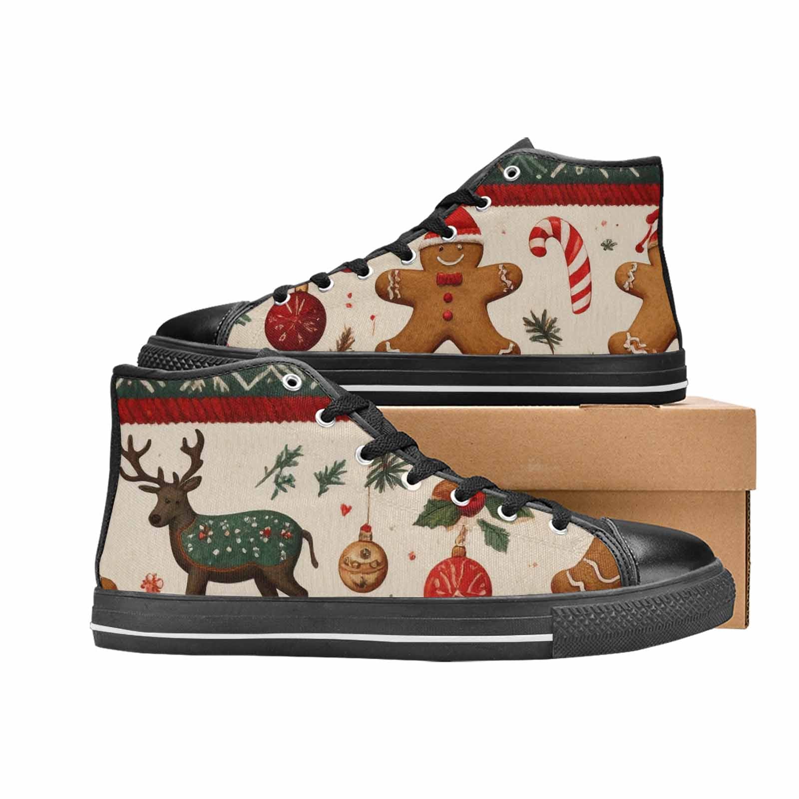 MEN'S Christmas Holly Snowflake High Top Canvas Aesthetic Shoes