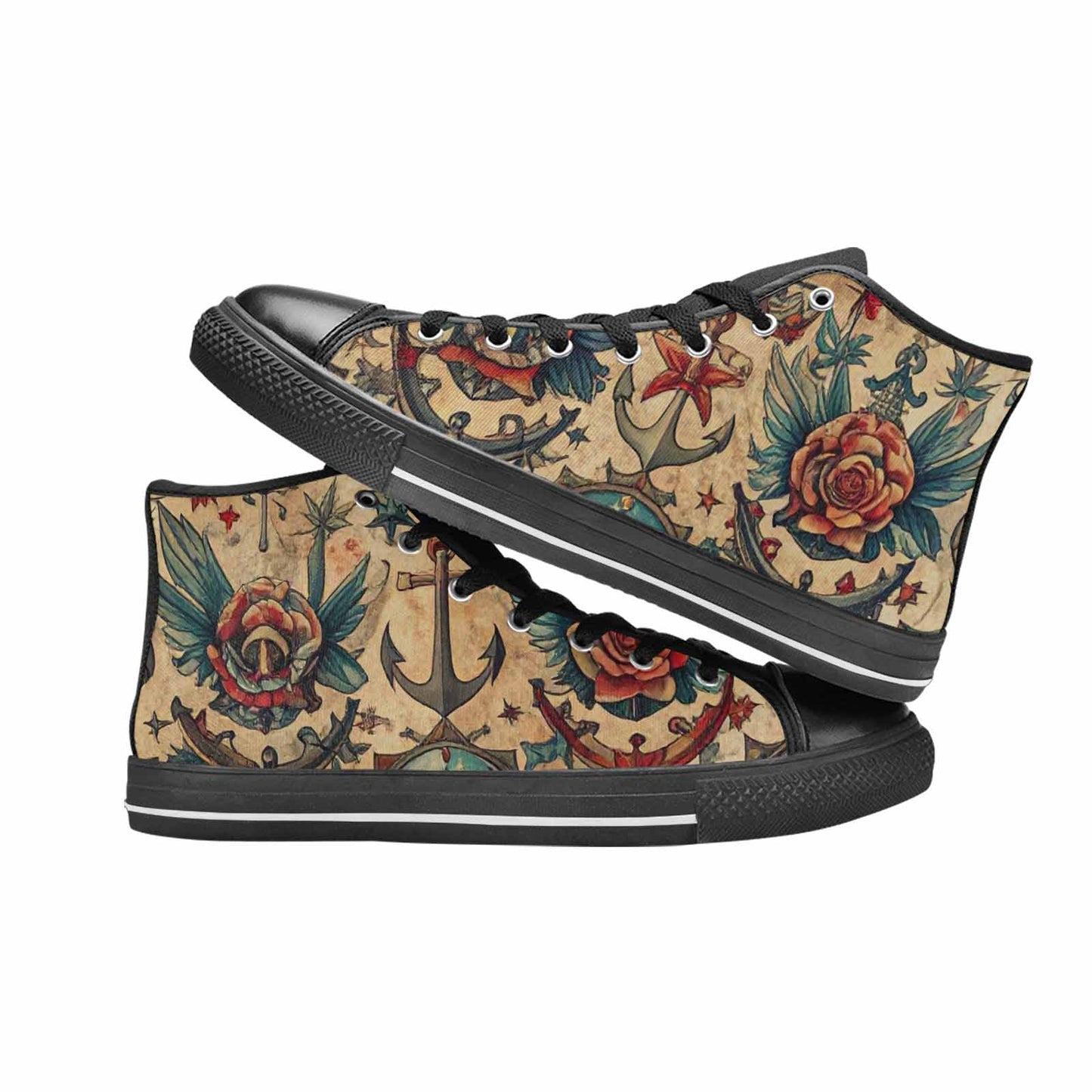 WOMEN'S Old School Tattoo High Top Canvas Y2K Shoes