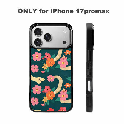 iPhone 17 Pro Max Case — Floral Snake Print Floral, Custom Print Case Cover