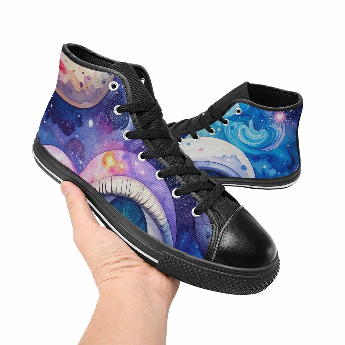 MEN'S Cartoon Eyeballs Galaxy High Top Canvas Cottagecore Sneakers