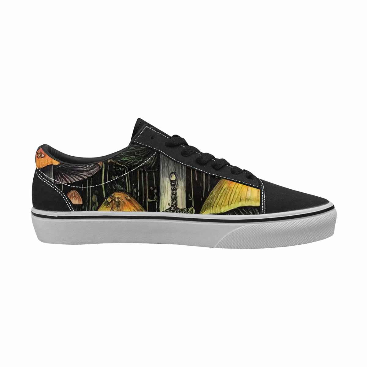 MEN'S Mushrooms Black & Green Ink Canvas Personalized Dreamcore Custom Printed Shoes