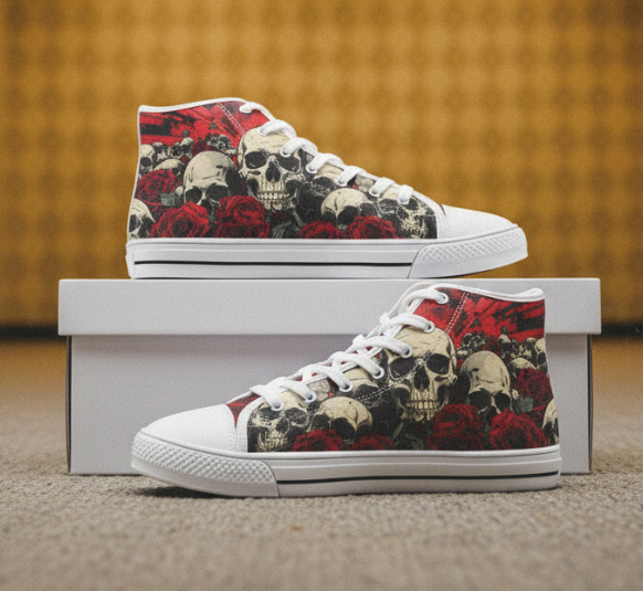UNISEX Skull Art Custom Sneakers | Freaky Shoes®
