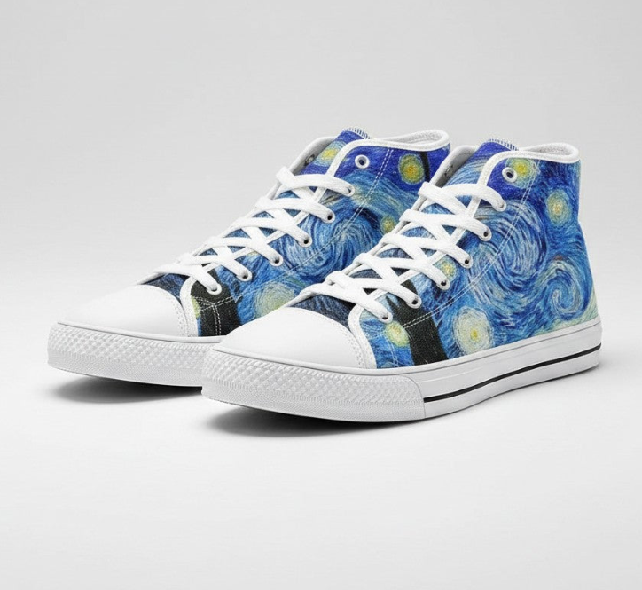 UNISEX Starry Night (Print 3) Custom Sneakers 2 | Freaky Shoes®