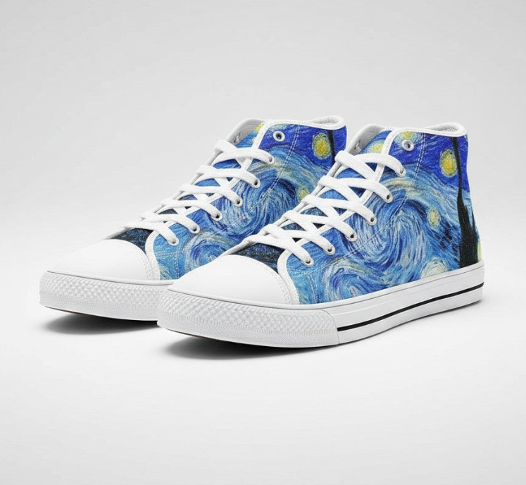 UNISEX Starry Night Art (Print 2 Custom Sneakers | Freaky Shoes®