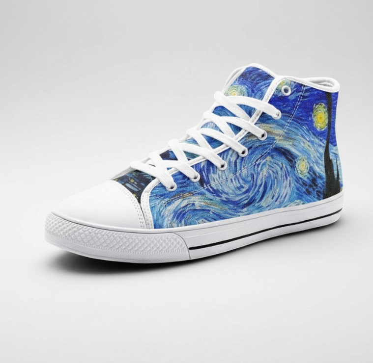 UNISEX Starry Night Art (Print 2 Custom Sneakers | Freaky Shoes®