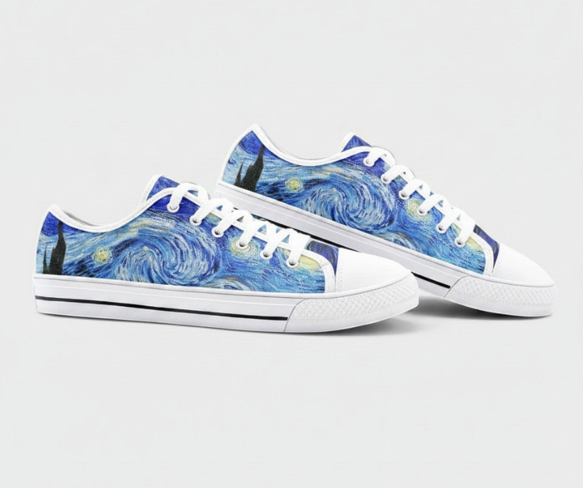 UNISEX Starry Night (Print 2) Custom Sneakers 2 | Freaky Shoes®