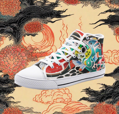 UNISEX Rave Japanese Fish Art Custom Custom Sneakers | Freaky Shoes®