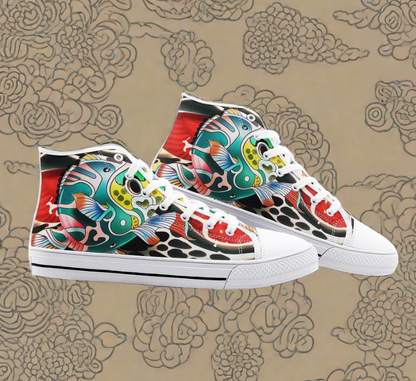 UNISEX Rave Japanese Fish Art Custom Custom Sneakers | Freaky Shoes®