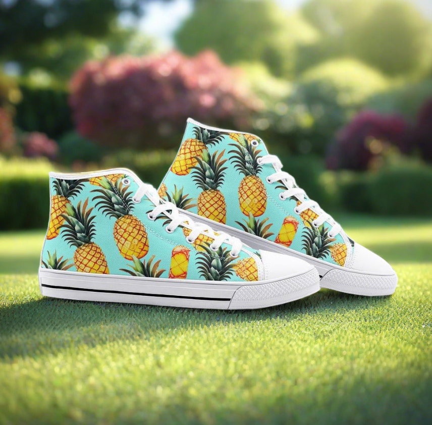 UNISEX Rave Pineapples Please Custom Custom Sneakers | Freaky Shoes®