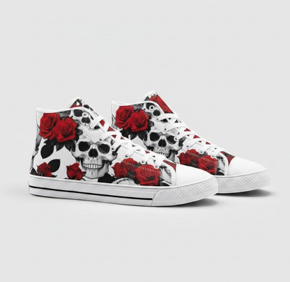 UNISEX Skulls & Rose (Print 8) Custom Sneakers 2 | Freaky Shoes®