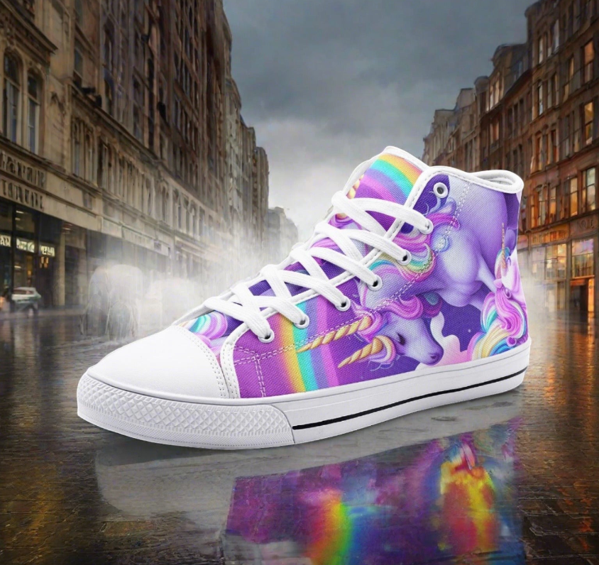UNISEX Unicorns & Rainbows (Prin Custom Sneakers | Freaky Shoes®