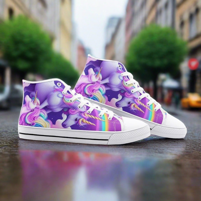 UNISEX Unicorns & Rainbows (Prin Custom Sneakers | Freaky Shoes®
