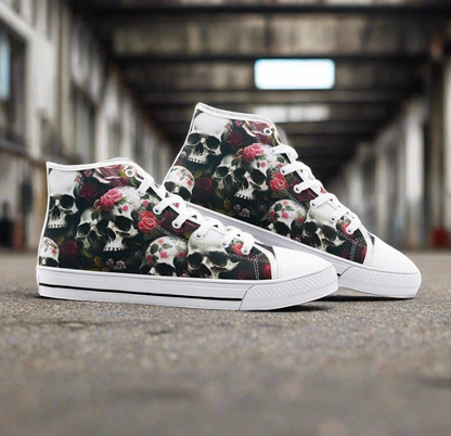 UNISEX Skulls & Roses (Print 12) Custom Sneakers | Freaky Shoes®