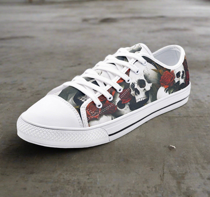 UNISEX Skulls & Ros (Print 11) Custom Sneakers 2 | Freaky Shoes®
