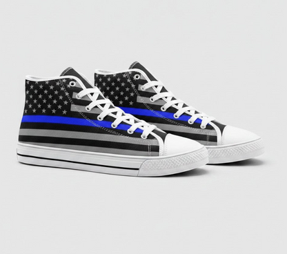 UNISEX Art Thin Blue Line Flag Custo Custom Sneakers | Freaky Shoes®