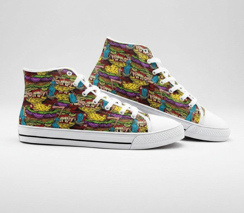 UNISEX Cheeseburger Monster Custom S Custom Sneakers | Freaky Shoes®