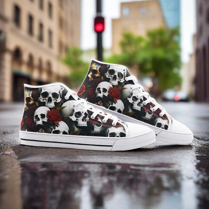 UNISEX Rose Skulls Dark Custom Shoes Custom Sneakers | Freaky Shoes®
